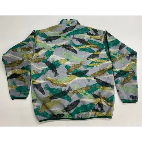 RARE Men Patagonia Synchilla Snap-T trout fish all-over graphic fleece pullover - Picture 3 of 6